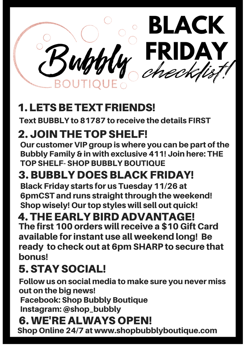 BLACK FRIDAY CHECKLIST!
