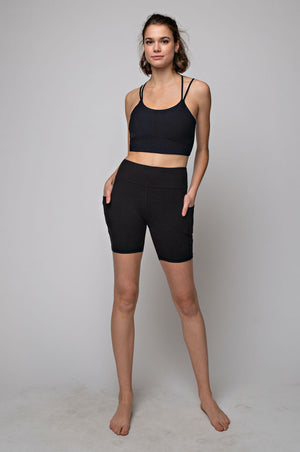 THE BUTTER ROCKS BIKE SHORT MIDDIES - BLACK