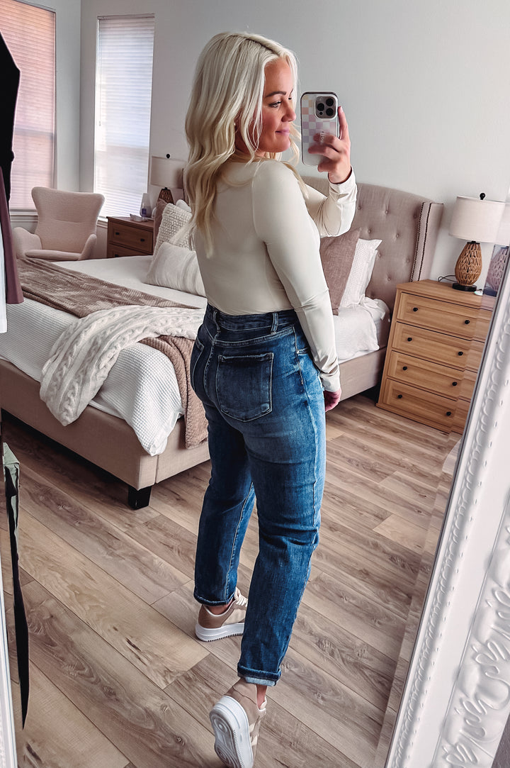 THE BUTTER MOCK BODY SUIT - WHITE PEARL