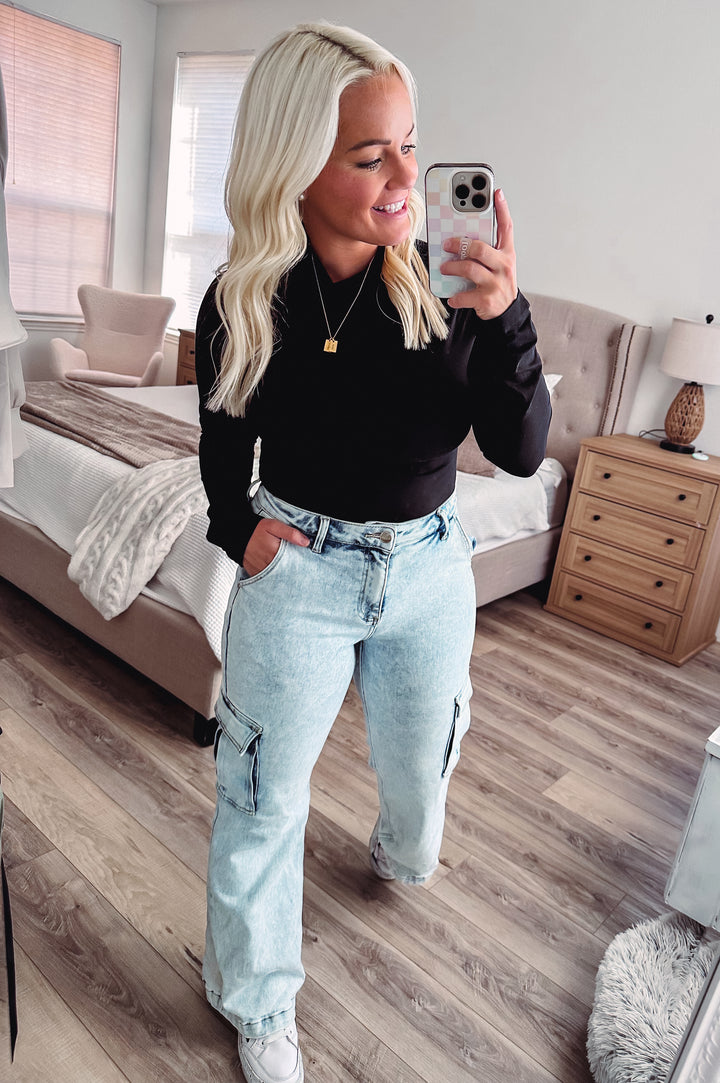 THE BUTTER MOCK BODY SUIT - BLACK