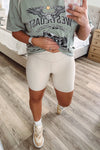 THE BUTTER RIBBED NOTCH BIKE SHORTS - SEASHELL