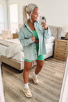 THE BUTTER RIBBED NOTCH BIKE SHORTS - DIGITAL GREEN