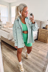 THE BUTTER RIBBED NOTCH BIKE SHORTS - DIGITAL GREEN