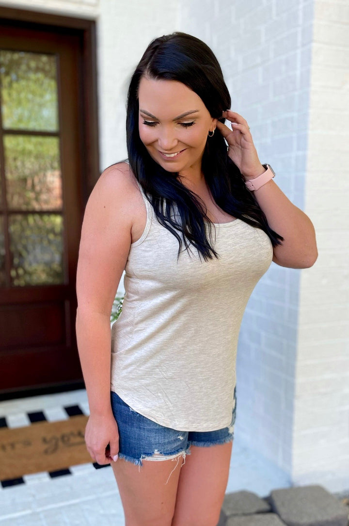 THE BUBBLY BASIC TANK - STONE MELANGE