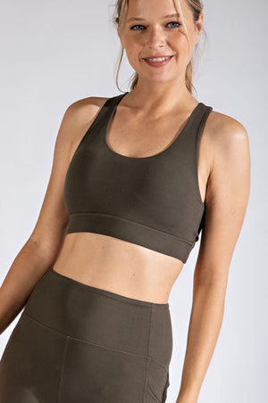 THE BUTTER MESH BRALETTE - OLIVE