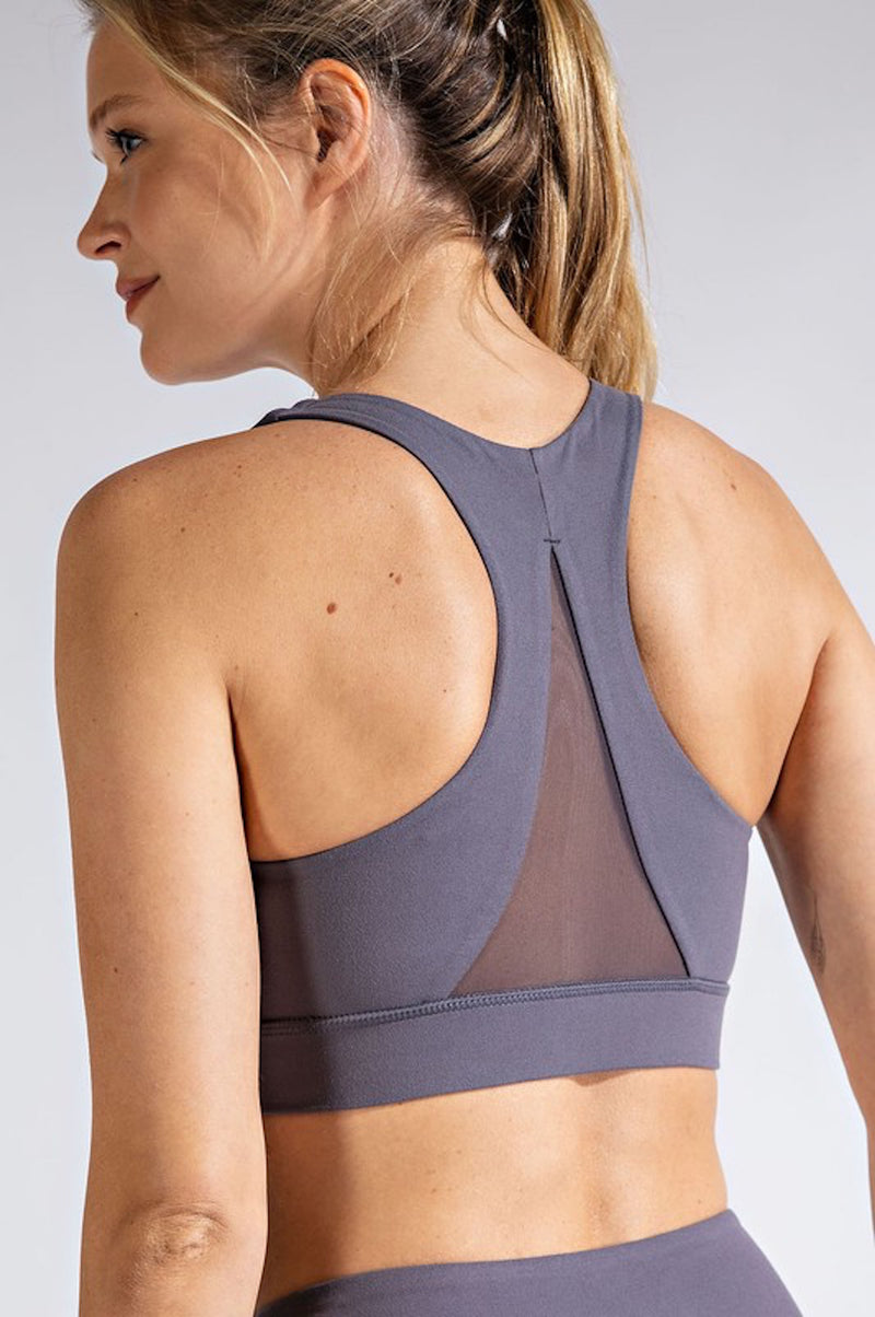 THE BUTTER MESH BRALETTE - CHARCOAL