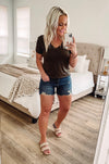 THE BUBBLY BASIC V-NECK TEE - OLIVE
