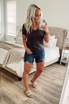 THE BUBBLY BASIC V-NECK TEE - CHARCOAL