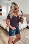 THE BUBBLY BASIC V-NECK TEE - CHARCOAL