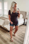 THE BUBBLY BASIC V-NECK TEE - CHARCOAL