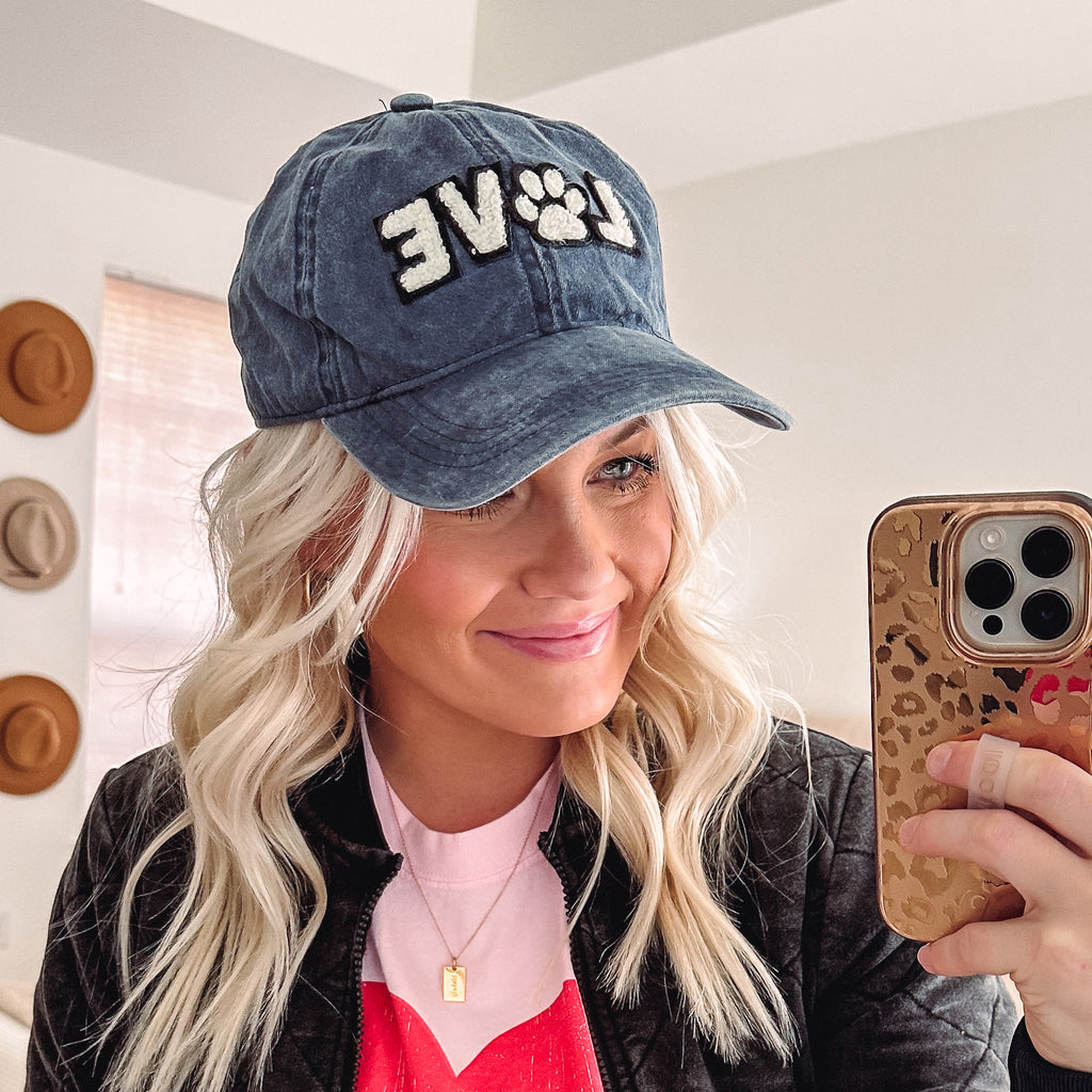 THE LOVE IS A 4 LEGGED WORD BASEBALL CAP (NAVY)